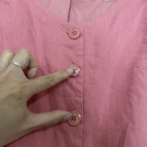 Rachel Parcell Pink linen blend button down midi ruffle hem dress size XL - Picture 5 of 8